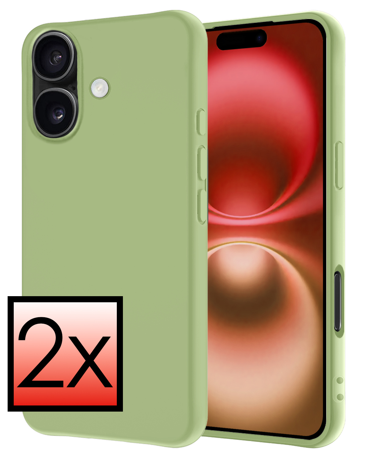 NoXx Hoes Geschikt voor iPhone 16 Plus Hoesje Cover Siliconen Back Case Hoes - Groen - 2x