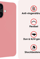 NoXx Hoes Geschikt voor iPhone 16 Plus Hoesje Cover Siliconen Back Case Hoes - Lichtroze - 2x
