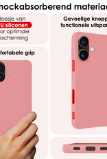 NoXx Hoes Geschikt voor iPhone 16 Plus Hoesje Cover Siliconen Back Case Hoes - Lichtroze - 2x