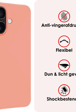 NoXx Hoes Geschikt voor iPhone 16 Plus Hoesje Cover Siliconen Back Case Hoes - Perzik - 2x