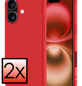 NoXx NoXx iPhone 16 Plus Hoesje Siliconen - Rood - 2 PACK