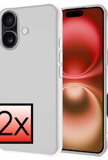 NoXx Hoes Geschikt voor iPhone 16 Plus Hoesje Cover Siliconen Back Case Hoes - Wit - 2x