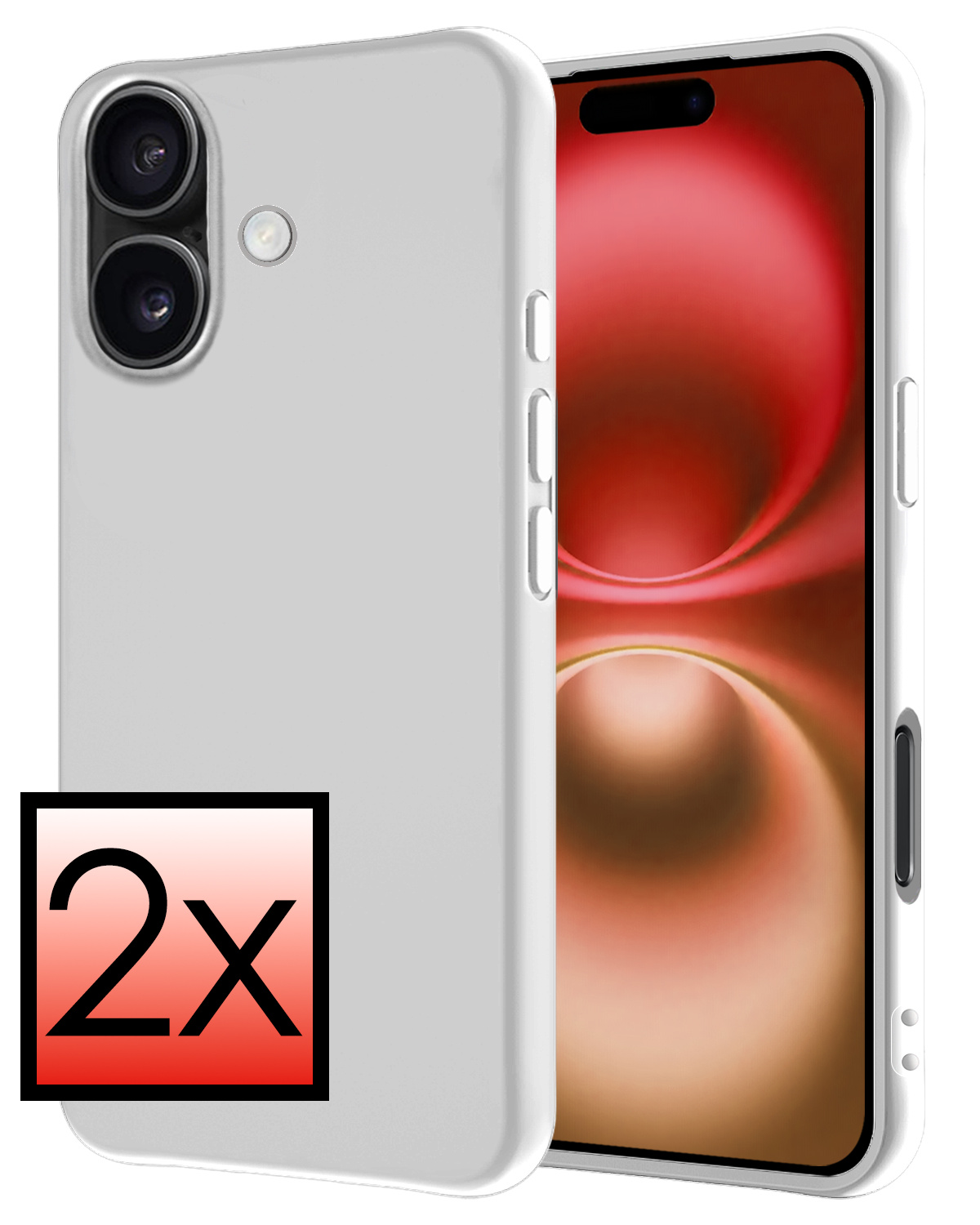 NoXx Hoes Geschikt voor iPhone 16 Plus Hoesje Cover Siliconen Back Case Hoes - Wit - 2x