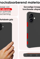 NoXx Hoes Geschikt voor iPhone 16 Plus Hoesje Cover Siliconen Back Case Hoes - Zwart - 2x