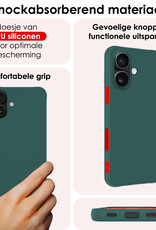 NoXx Hoes Geschikt voor iPhone 16 Plus Hoesje Cover Siliconen Back Case Hoes Met Screenprotector - Donkergroen