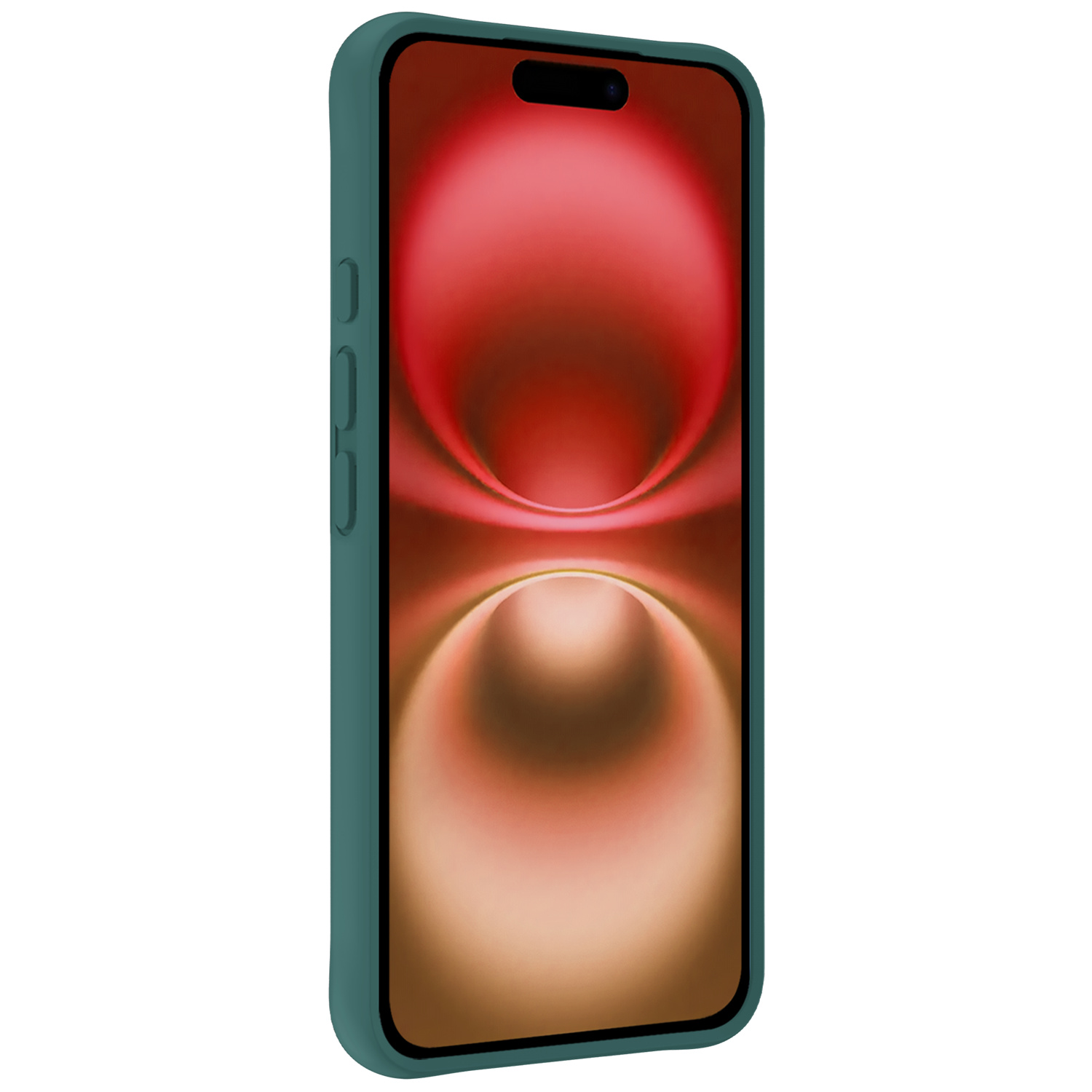 NoXx Hoes Geschikt voor iPhone 16 Plus Hoesje Cover Siliconen Back Case Hoes Met Screenprotector - Donkergroen