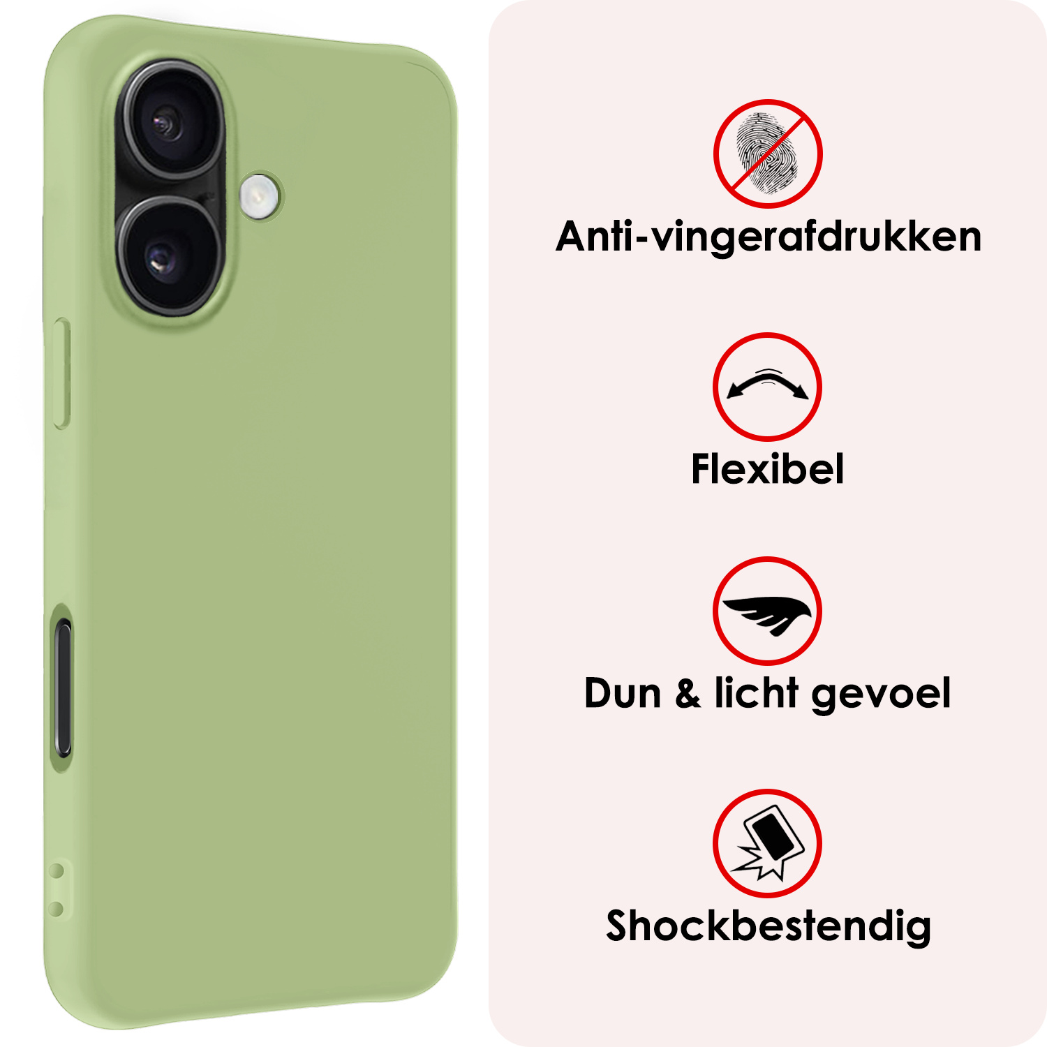 NoXx Hoes Geschikt voor iPhone 16 Plus Hoesje Cover Siliconen Back Case Hoes Met Screenprotector - Groen