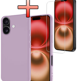 NoXx NoXx iPhone 16 Plus Hoesje Siliconen Met Screenprotector Met Dichte Notch - Lila