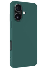 NoXx Hoes Geschikt voor iPhone 16 Plus Hoesje Cover Siliconen Back Case Hoes Met 2x Screenprotector - Donkergroen