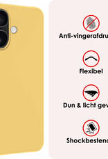 NoXx Hoes Geschikt voor iPhone 16 Plus Hoesje Cover Siliconen Back Case Hoes Met 2x Screenprotector - Geel