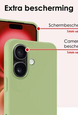 NoXx Hoes Geschikt voor iPhone 16 Plus Hoesje Cover Siliconen Back Case Hoes Met 2x Screenprotector - Groen