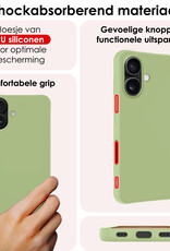 NoXx Hoes Geschikt voor iPhone 16 Plus Hoesje Cover Siliconen Back Case Hoes Met 2x Screenprotector - Groen