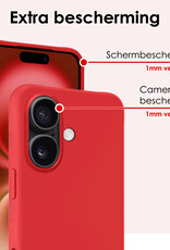 NoXx Hoes Geschikt voor iPhone 16 Plus Hoesje Cover Siliconen Back Case Hoes Met 2x Screenprotector - Rood