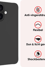NoXx Hoes Geschikt voor iPhone 16 Plus Hoesje Cover Siliconen Back Case Hoes Met 2x Screenprotector - Zwart