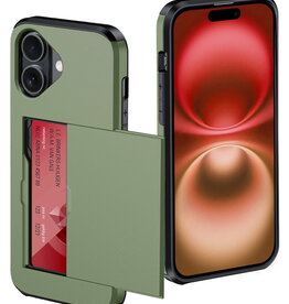 NoXx NoXx iPhone 16 Hoesje Pashouder Hard - Donker Groen