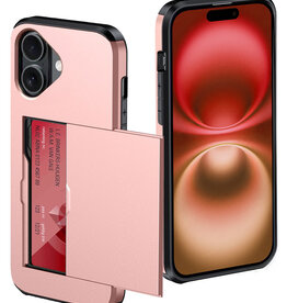 NoXx NoXx iPhone 16 Plus Hoesje Pashouder Hard - Rosé Goud