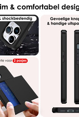 NoXx Hoes Geschikt voor iPhone 16 Pro Max Hoesje Pasjeshouder Hard Cover Met Screenprotector Shock Proof Hard Case Hoes Met Kaarthouder - Zwart