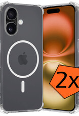 Nomfy Hoesje Geschikt voor iPhone 16 Hoes Geschikt voor Magsafe Shock Proof Cover Case Shockproof Transparant - Hoesje Geschikt voor iPhone 16 Hoes Back Case Magsafe - 2 PACK