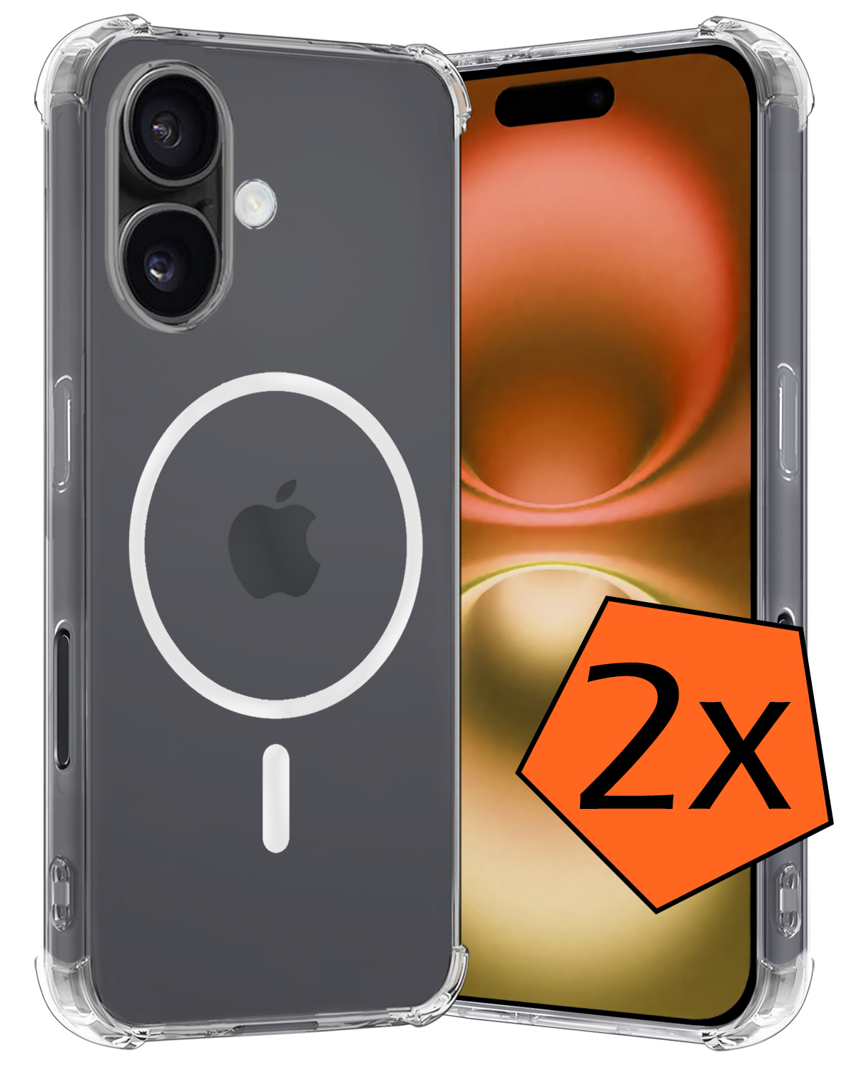 Nomfy Hoesje Geschikt voor iPhone 16 Hoes Geschikt voor Magsafe Shock Proof Cover Case Shockproof Transparant - Hoesje Geschikt voor iPhone 16 Hoes Back Case Magsafe - 2 PACK