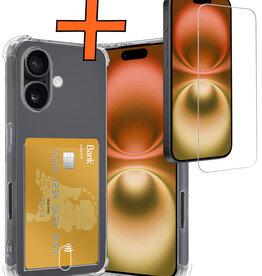 Nomfy Nomfy iPhone 16 Hoesje Pashouder Met Screenprotector