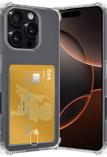 Nomfy Hoesje Geschikt voor iPhone 16 Pro Max Hoesje Pasjeshouder Shockproof Pas Houder - Hoesje Geschikt voor iPhone 16 Pro Max Hoes Met Kaarthouder - Transparant
