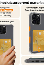 Nomfy Hoesje Geschikt voor iPhone 16 Pro Max Hoesje Pasjeshouder Shockproof Pas Houder Met Screenprotector - Hoesje Geschikt voor iPhone 16 Pro Max Hoes Met Kaarthouder - Transparant