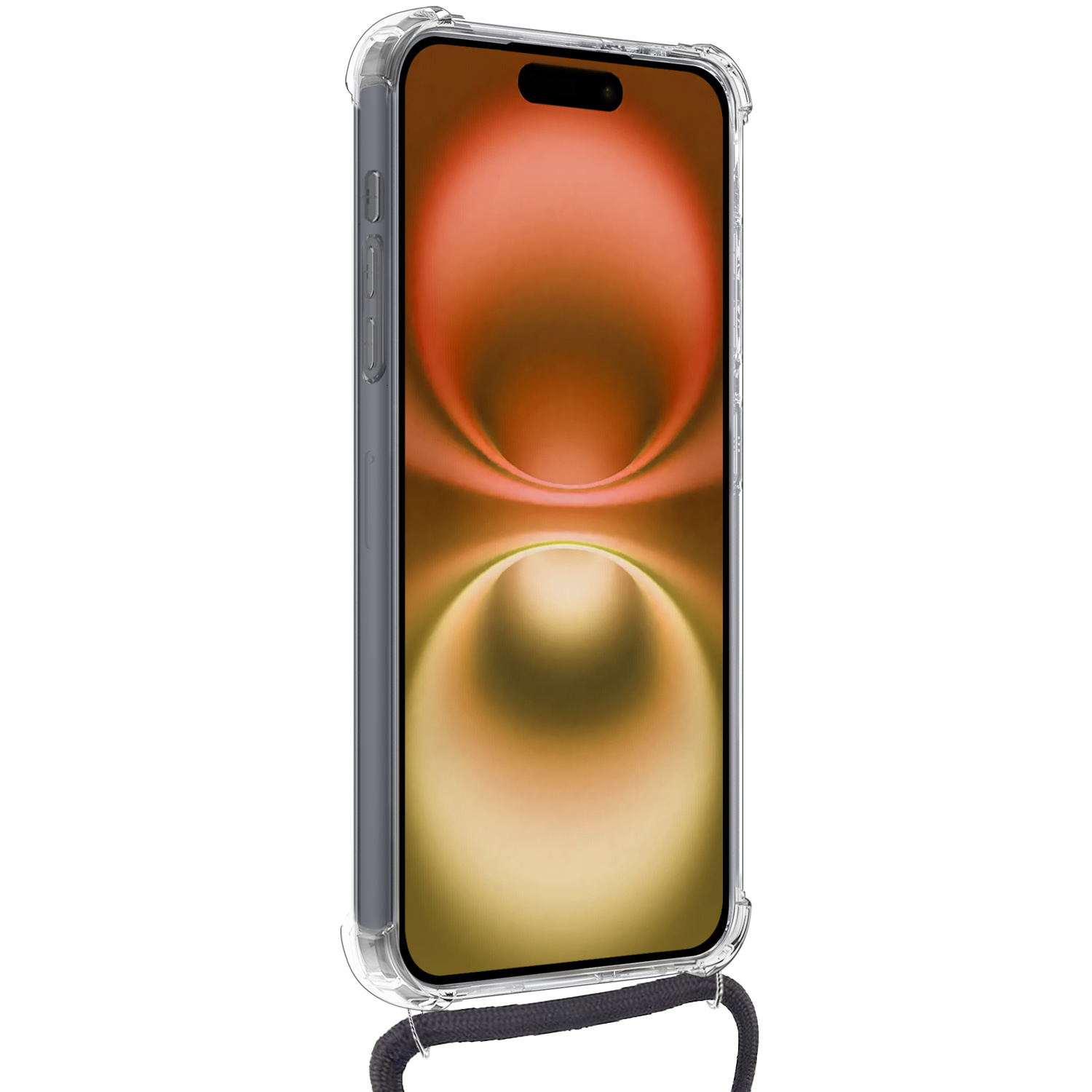 Nomfy Hoesje Geschikt voor iPhone 16 Hoesje Met Telefoonketting Pasjeshouder Shockproof Case Met 2x Screenprotector Koord - Hoesje Geschikt voor iPhone 16 Hoes Met Kaarthouder - Transparant