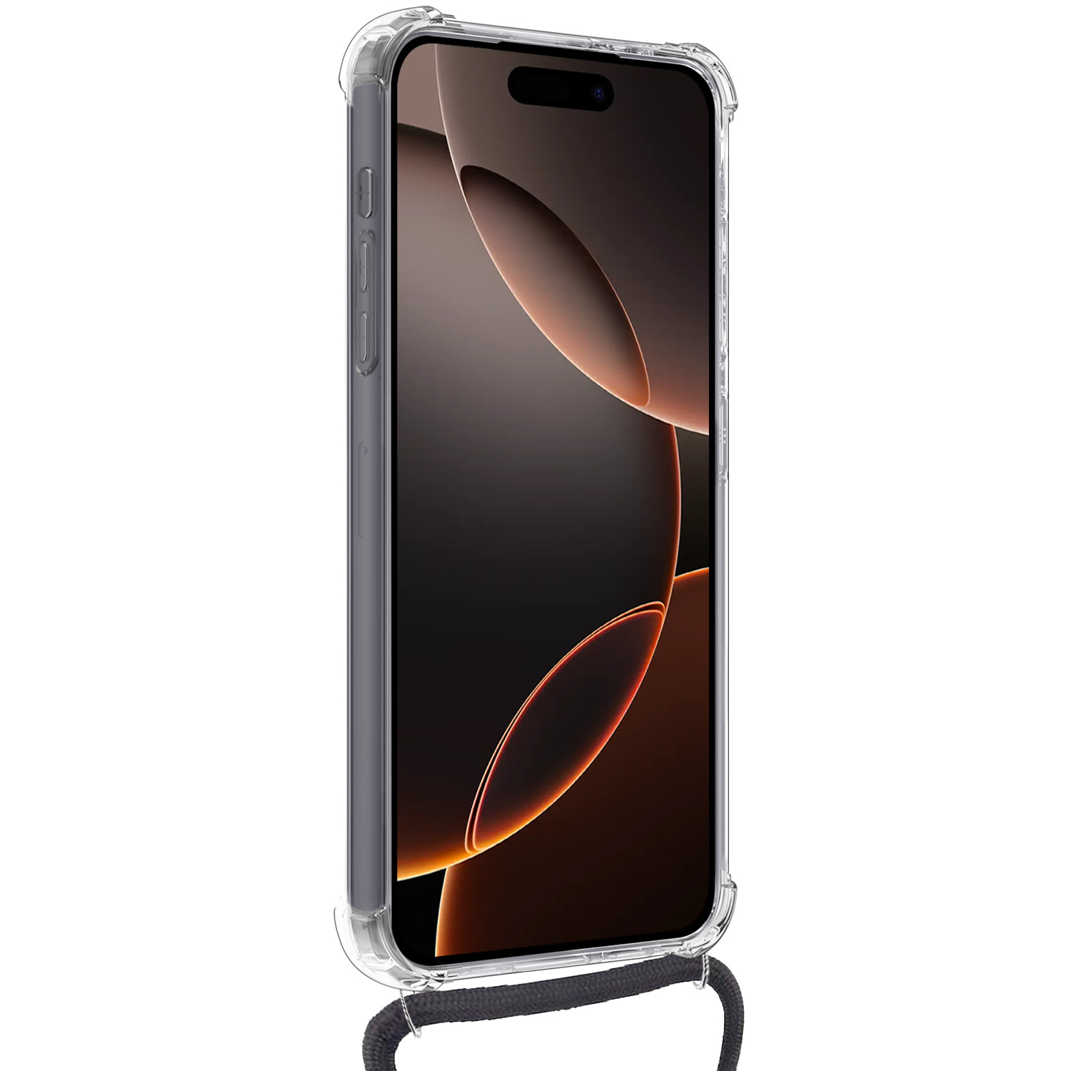 Nomfy Hoesje Geschikt voor iPhone 16 Pro Hoesje Met Telefoonketting Pasjeshouder Shockproof Case Met Screenprotector Koord - Hoesje Geschikt voor iPhone 16 Pro Hoes Met Kaarthouder - Transparant