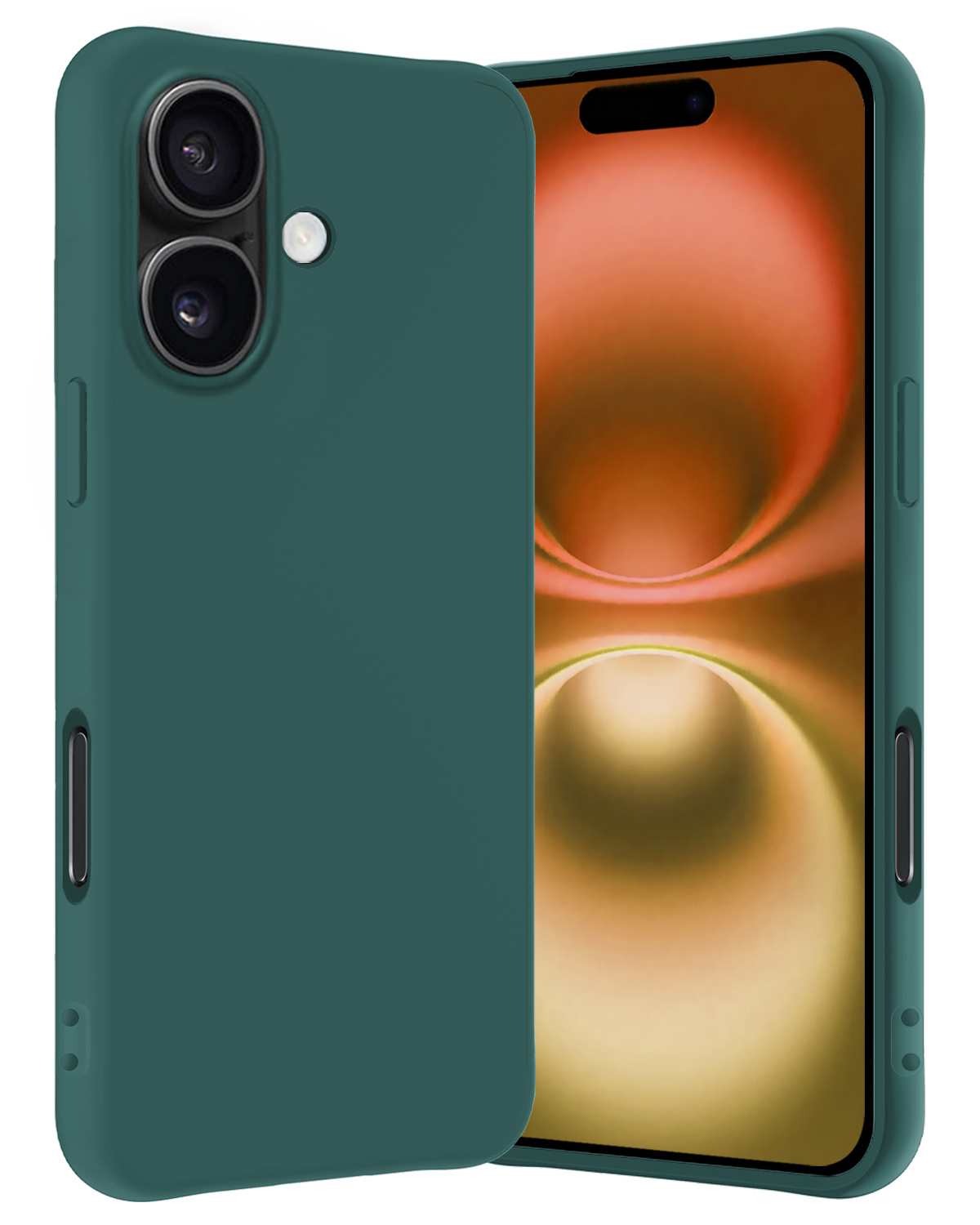 Nomfy Hoesje Geschikt voor iPhone 16 Hoesje Siliconen Cover Case - Hoes Geschikt voor iPhone 16 Hoes Back Case - Donkergroen