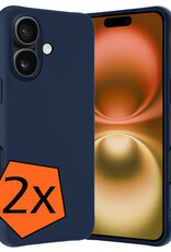 Nomfy Hoesje Geschikt voor iPhone 16 Hoesje Siliconen Cover Case - Hoes Geschikt voor iPhone 16 Hoes Back Case - 2-PACK - Donkerblauw