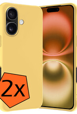Nomfy Hoesje Geschikt voor iPhone 16 Hoesje Siliconen Cover Case - Hoes Geschikt voor iPhone 16 Hoes Back Case - 2-PACK - Geel