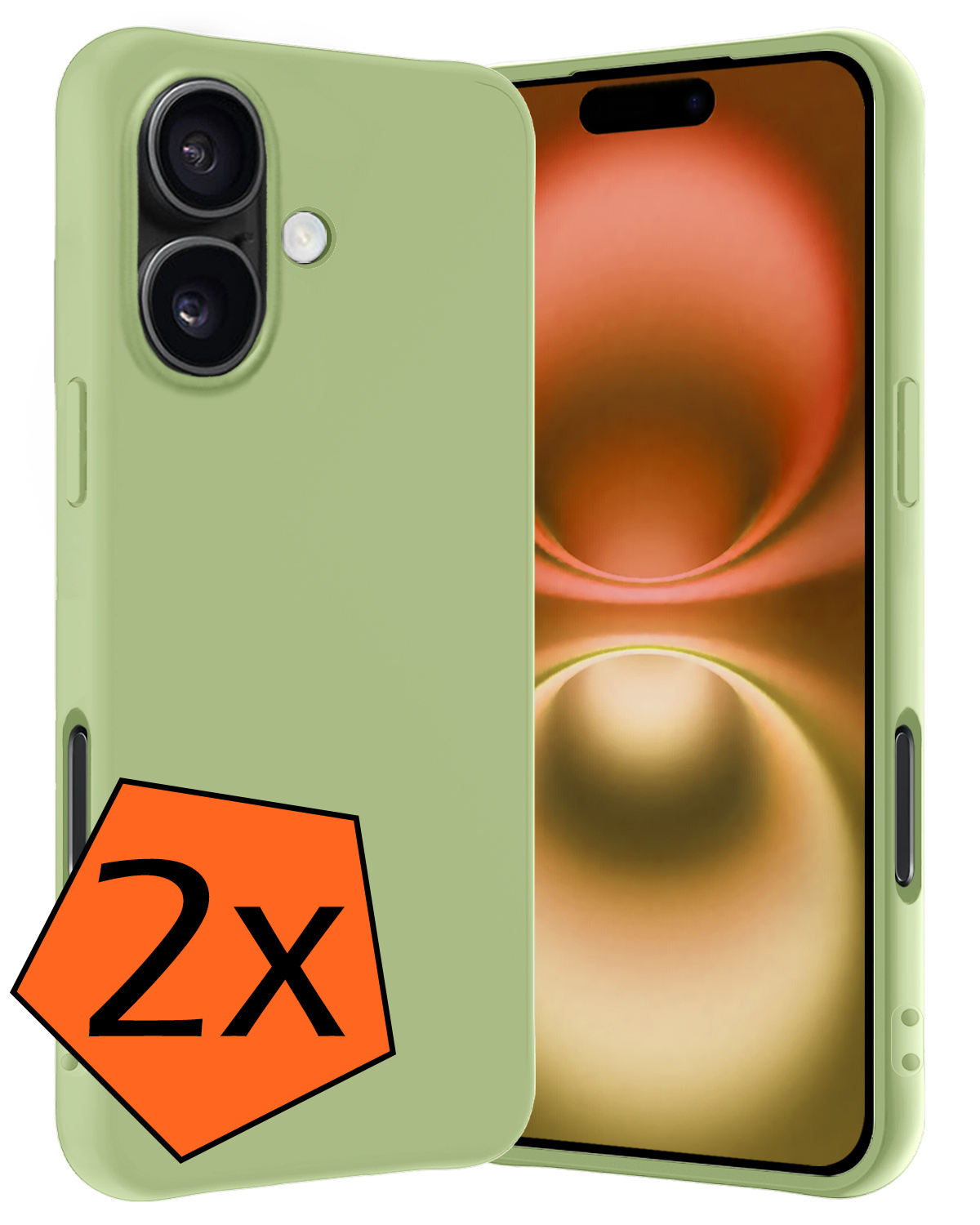 Nomfy Hoesje Geschikt voor iPhone 16 Hoesje Siliconen Cover Case - Hoes Geschikt voor iPhone 16 Hoes Back Case - 2-PACK - Groen