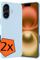 Nomfy Hoesje Geschikt voor iPhone 16 Hoesje Siliconen Cover Case - Hoes Geschikt voor iPhone 16 Hoes Back Case - 2-PACK - Lichtblauw