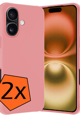 Nomfy Hoesje Geschikt voor iPhone 16 Hoesje Siliconen Cover Case - Hoes Geschikt voor iPhone 16 Hoes Back Case - 2-PACK - Lichtroze