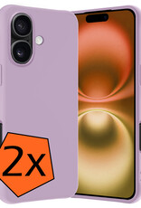 Nomfy Hoesje Geschikt voor iPhone 16 Hoesje Siliconen Cover Case - Hoes Geschikt voor iPhone 16 Hoes Back Case - 2-PACK - Lila