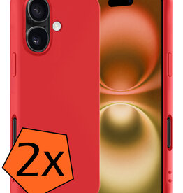 Nomfy Nomfy iPhone 16 Hoesje Siliconen - Rood - 2 PACK