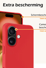 Nomfy Hoesje Geschikt voor iPhone 16 Hoesje Siliconen Cover Case - Hoes Geschikt voor iPhone 16 Hoes Back Case - 2-PACK - Rood