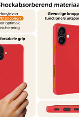 Nomfy Hoesje Geschikt voor iPhone 16 Hoesje Siliconen Cover Case - Hoes Geschikt voor iPhone 16 Hoes Back Case - 2-PACK - Rood