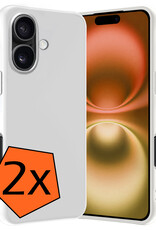 Nomfy Hoesje Geschikt voor iPhone 16 Hoesje Siliconen Cover Case - Hoes Geschikt voor iPhone 16 Hoes Back Case - 2-PACK - Wit