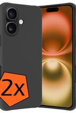Nomfy Hoesje Geschikt voor iPhone 16 Hoesje Siliconen Cover Case - Hoes Geschikt voor iPhone 16 Hoes Back Case - 2-PACK - Zwart