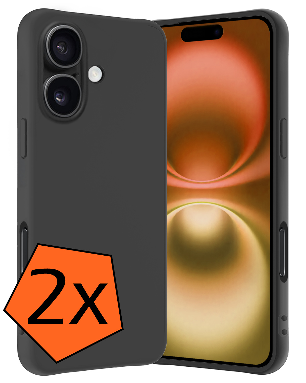 Nomfy Hoesje Geschikt voor iPhone 16 Hoesje Siliconen Cover Case - Hoes Geschikt voor iPhone 16 Hoes Back Case - 2-PACK - Zwart