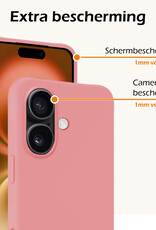 Nomfy Hoesje Geschikt voor iPhone 16 Hoesje Siliconen Cover Case Met Screenprotector - Hoes Geschikt voor iPhone 16 Hoes Back Case - Lichtroze