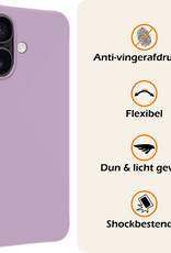 Nomfy Hoesje Geschikt voor iPhone 16 Hoesje Siliconen Cover Case Met Screenprotector - Hoes Geschikt voor iPhone 16 Hoes Back Case - Lila