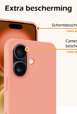 Nomfy Hoesje Geschikt voor iPhone 16 Hoesje Siliconen Cover Case Met Screenprotector - Hoes Geschikt voor iPhone 16 Hoes Back Case - Perzik