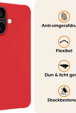 Nomfy Hoesje Geschikt voor iPhone 16 Hoesje Siliconen Cover Case Met Screenprotector - Hoes Geschikt voor iPhone 16 Hoes Back Case - Rood