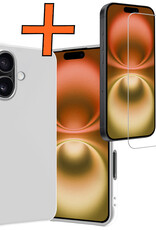 Nomfy Hoesje Geschikt voor iPhone 16 Hoesje Siliconen Cover Case Met Screenprotector - Hoes Geschikt voor iPhone 16 Hoes Back Case - Wit