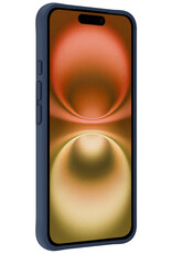 Nomfy Hoesje Geschikt voor iPhone 16 Hoesje Siliconen Cover Case Met 2x Screenprotector - Hoes Geschikt voor iPhone 16 Hoes Back Case - Donkerblauw