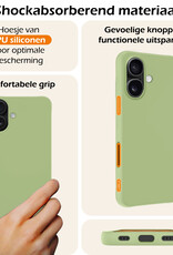 Nomfy Hoesje Geschikt voor iPhone 16 Hoesje Siliconen Cover Case Met 2x Screenprotector - Hoes Geschikt voor iPhone 16 Hoes Back Case - Groen