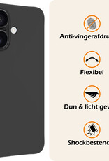 Nomfy Hoesje Geschikt voor iPhone 16 Hoesje Siliconen Cover Case Met 2x Screenprotector - Hoes Geschikt voor iPhone 16 Hoes Back Case - Zwart