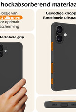 Nomfy Hoesje Geschikt voor iPhone 16 Hoesje Siliconen Cover Case Met 2x Screenprotector - Hoes Geschikt voor iPhone 16 Hoes Back Case - Zwart